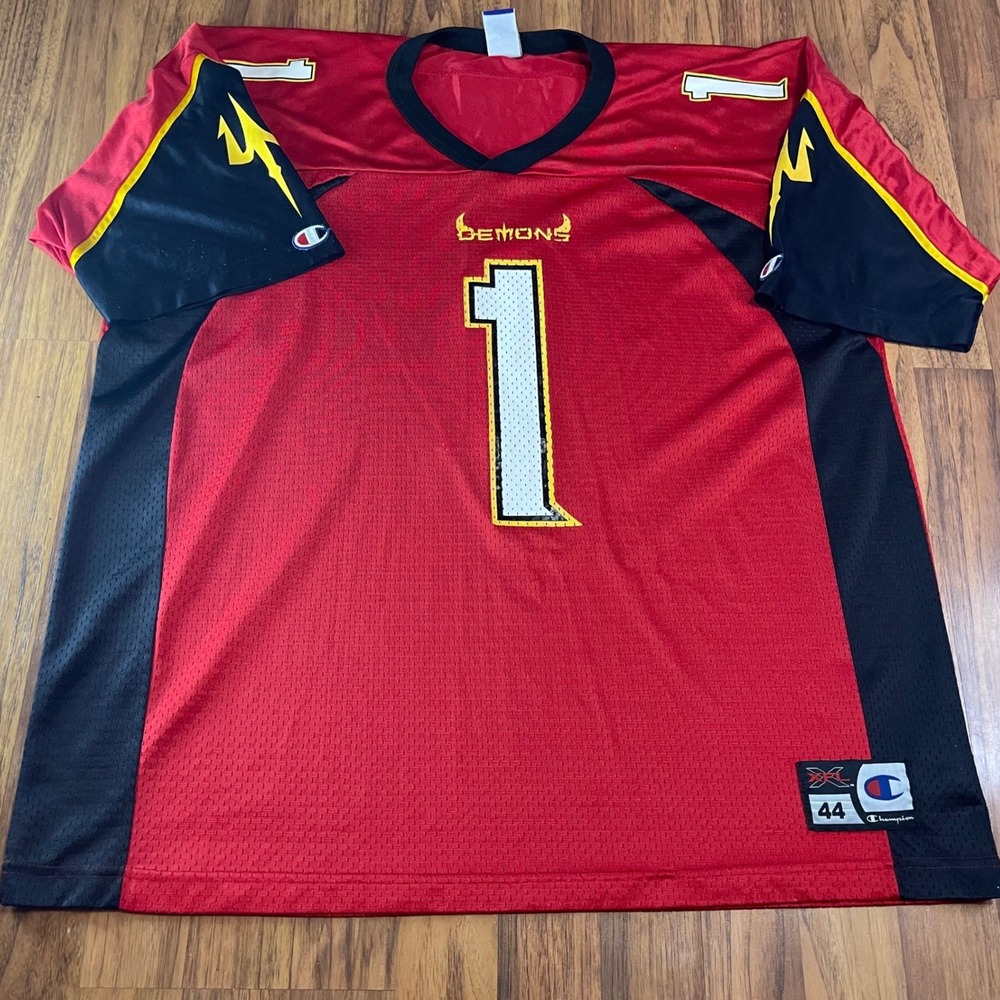 Champion XFL San Francisco Demons Jersey Mens Large 44 Red Football Vintage 2001